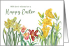 General Happy Easter Wishes Spring Flowers Watercolor Painting card