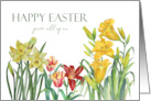 From All of Us on Easter Wishes Spring Flowers Watercolor Painting card