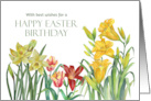 General Happy Easter Birthday Spring Flowers Watercolor Painting card