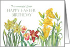 For Sister on Easter Birthday Custom Spring Flowers Painting card