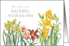 General Wedding Anniversary Wishes Spring Flowers Illustration card