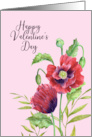 General Valentines Day Red Poppies Watercolor Flower Illustration card