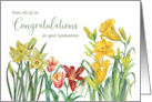 From All of Us on Your Graduation Spring Flowers Watercolor Painting card