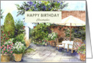 For Christopher on Birthday Custom Terrace of Manor House Watercolor card