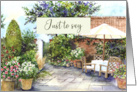 Just to Say Hello Terrace of Manor House Garden Watercolor Painting card