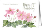 For Granddaughter on 15th Birthday Pink Japanese Anemone Watercolor card
