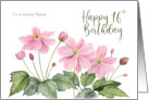 For Niece on 16th Birthday Custom Pink Japanese Anemone Watercolor card