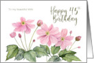 For Wife on 45th Birthday Custom Japanese Anemone Watercolor card