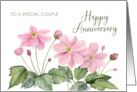 For Special Couple on Anniversary Japanese Anemone Flower Painting card