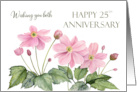 General 25th Wedding Anniversary Japanese Anemone Flower Painting card