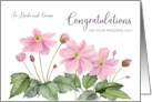 For Bride and Groom on Wedding Day Watercolor Japanese Anemone Flower card