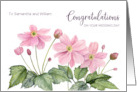 For Samantha and William on Wedding Day Custom Japanese Anemone card