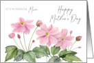 For Mom on Mothers Day Watercolor Pink Japanese Anemone Painting card