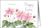 For Christine on Easter Custom Watercolor Pink Japanese Anemone card