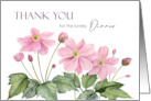 Thank You for The Dinner Watercolor Pink Japanese Anemone Painting card