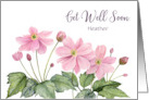 For Heather Get Well Soon Custom Watercolor Japanese Anemone Painting card