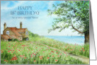 For Niece on 18th Birthday Poppy Field Custom Landscape Watercolor card