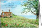 For Friend on 40th Birthday Custom Poppy Field Landscape Painting card