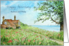For Barbara and Philip on Anniversary Custom Poppy Field Painting card