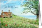 From Both of Us Get Well Soon Poppy Field Watercolor Landscape card