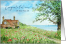 Congratulations on Your New Job Poppy Field Landscape Painting card