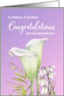 For Anthony and Candace Wedding Custom White Calla Lilies Snowdrops card