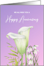 From All of Us on Wedding Anniversary White Calla Lilies Snowdrops card