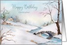 For Christopher on Birthday Custom Snowy Bridge Winter Scene Landscape card