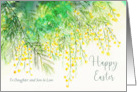 For Daughter and Son in Law on Easter Custom Watercolor Yellow Mimosa card