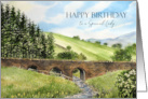 For Her on Birthday Scawgill Bridge Cumbria England Painting card