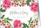 From Both of Us on Mothers Day Petunia Rose Floral Wreath Illustration card