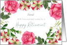 For David on Retirement Custom Petunia Rose Wreath Illustration card