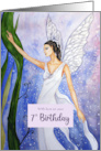 For 7th Birthday Enchanted Lotus Fairy Fantasy Watercolor Painting card