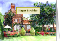 General Fine Art Birthday Manor House York England Watercolor Painting card