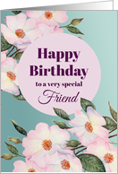 For Friend on Birthday Watercolor Pink Roses Floral Illustration card