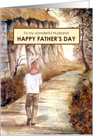 For Husband from Wife on Father’s Day Autumn Trail Watercolor card
