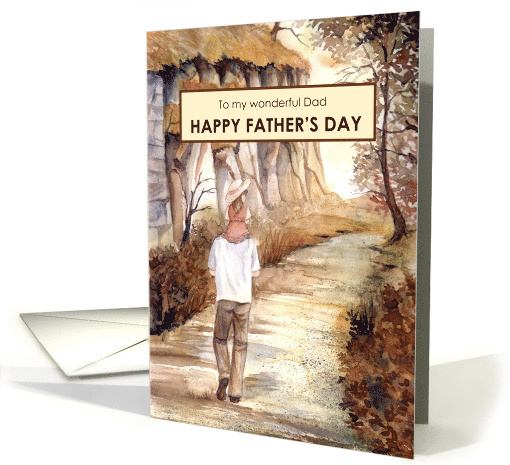 For Dad from Daughter on Father's Day Autumn Trail Watercolor card
