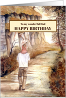 For Dad from Daughter on Birthday Autumn Trail Painting card