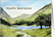 General Birthday Fine Art Buttermere Lake District in Cumbria Painting card