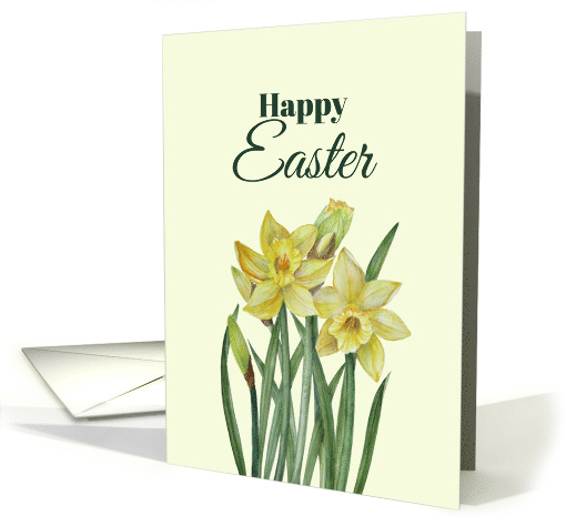 General Happy Easter Yellow Daffodils Watercolor Illustration card