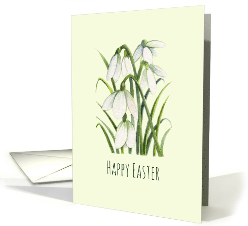 General Happy Easter White Snowdrops Watercolor Illustration card