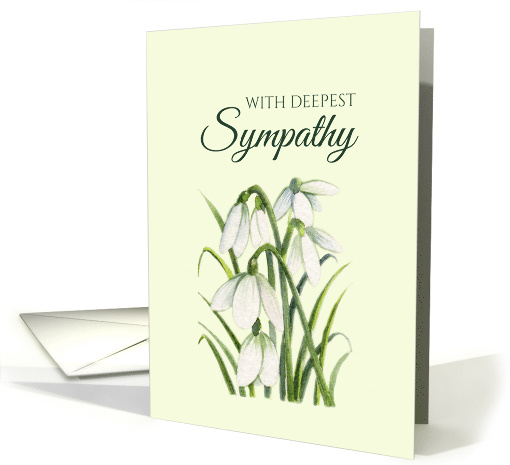 General With Sympathy White Snowdrops Watercolor Illustration card