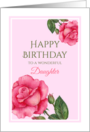 For Daughter on Birthday Watercolor Pink Rose Illustration card