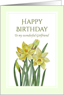 For Girlfriend on Birthday Watercolor Yellow Daffodils card