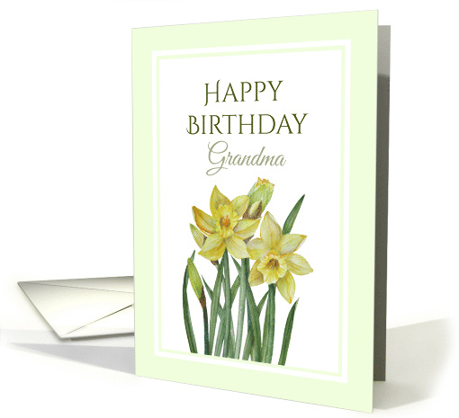 For Grandma on Birthday Watercolor Yellow Daffodils card (1680296)