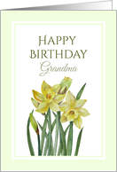 For Grandma on Birthday Watercolor Yellow Daffodils card