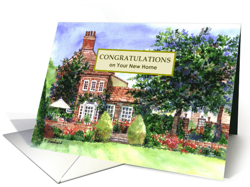 Congratulations on Your New Home Manor House England Watercolor card
