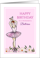 For A Ballerina on Birthday Ballerina with Pink Dress Illustration card