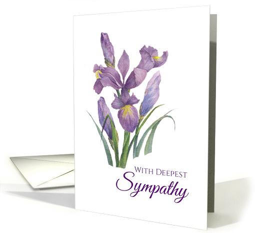 General Sympathy Purple Irises Floral Watercolor Illustration card