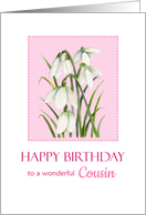 For Cousin on Birthday Watercolor Snowdrops Bloom Painting card